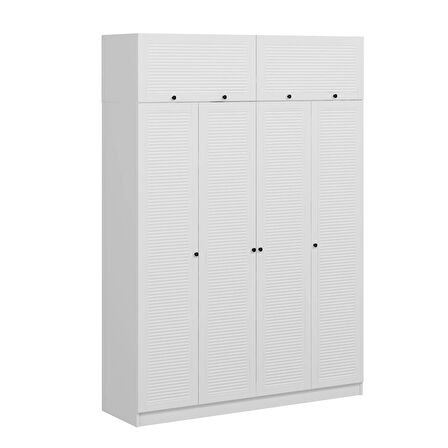 Minar Kale 4 Mebran Panjur Kapaklı 2 Ç Dolap Ve Yüklük Beyaz 210CM