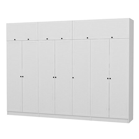 7 Mebran Panjur Kapaklı 2 Ç Dolap Ve Yüklük Beyaz 210CM