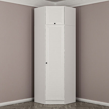 Minar Kale 1 Kapaklı Köşe Dolap Beyaz Mebran Panjur + Yüklük 210CM