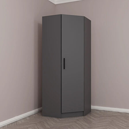 Kale Tek Kapaklı Köşe Zincir Dolap Antrasit - 190CM