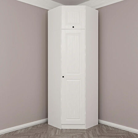 Kale 1 Kapaklı Köşe Dolap + Yüklük Beyaz Mebran İlkbahar 235CM