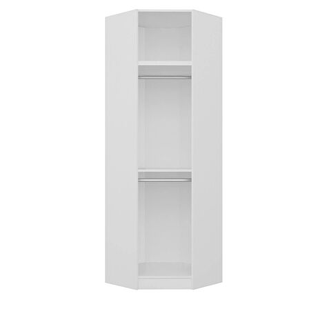 Kale 1 Kapaklı Köşe Dolap + Yüklük Beyaz Eskitme Beyaz 255CM
