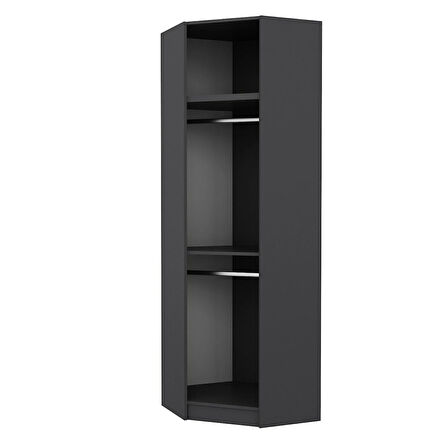 Kale 1 Kapaklı Köşe Dolap + Yüklük Antrasit Dore 255CM