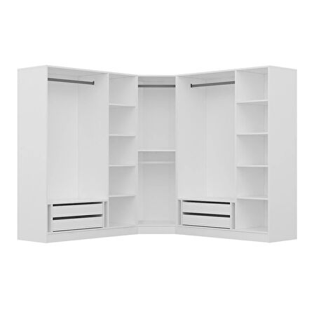 Minar Kale190 7 Kapaklı 4Ç Köşe Dolap Beyaz Mebran 190CM