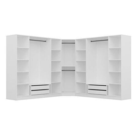 Minar Kale190 9 Kapaklı 4Ç Köşe Dolap Beyaz Mebran 190CM