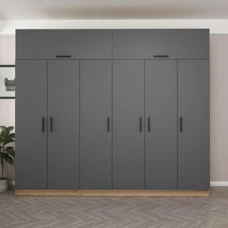 Minar Kale 6 Kapaklı 2 Ç Dolap Ve Yüklük Dore Antrasit 235CM