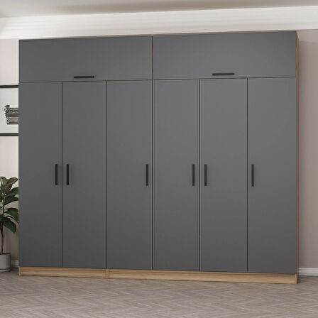 Minar Kale 6 Kapaklı 2 Ç Dolap Ve Yüklük Dore Antrasit 235CM