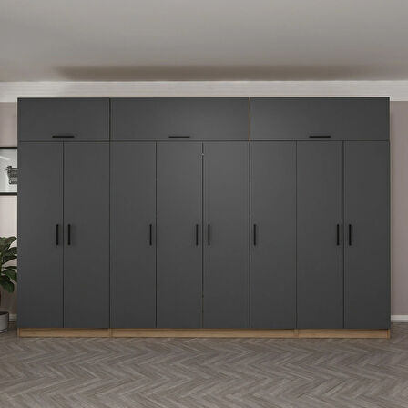 Minar Kale 8 Kapaklı 2 Ç Dolap Ve Yüklük Dore Antrasit 235CM