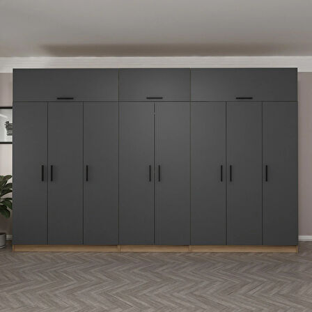 Minar Kale 8 Kapaklı 4 Ç Dolap Ve Yüklük Dore Antrasit 235CM