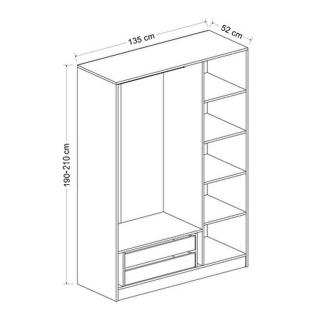 Minar Kale 135cm Giyinme Dolabı Dore Ceviz - 190CM