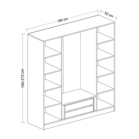 Minar Kale 180cm Giyinme Dolabı Dore Ceviz - 190CM
