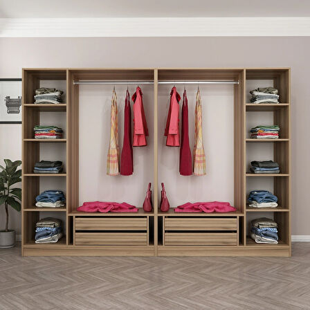 Minar Kale 6 Bölmeli 4 Ç Giyinme Dolabı Dore 190CM