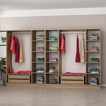 Minar Kale 7 Bölmeli 4 Ç Giyinme Dolabı Dore 190CM