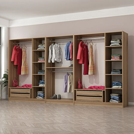 Minar Kale 8 Bölmeli 4 Ç Giyinme Dolabı Dore 190CM