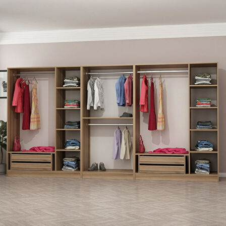 Minar Kale 8 Bölmeli 4 Ç Giyinme Dolabı Dore 190CM