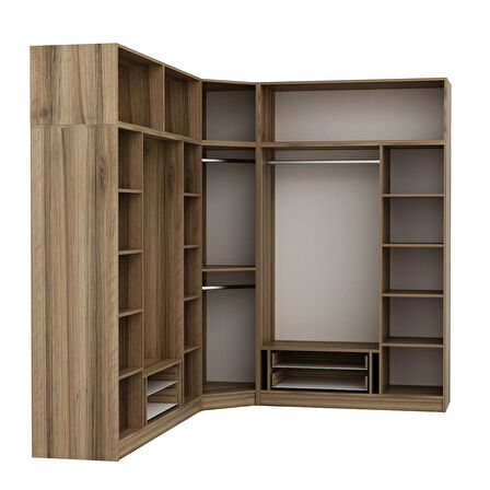 Minar Kale 8 Kapaklı 4 Ç Köşe Dolap + Yüklük Dore Antrasit 235CM