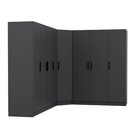 Minar Kale 8 Kapaklı 4 Ç Köşe Dolap Antrasit 190CM