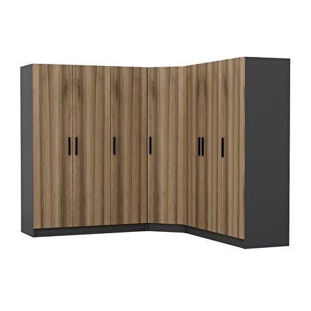 Minar Kale 7 Kapaklı 4 Ç Köşe Dolap Antrasit Dore 190CM