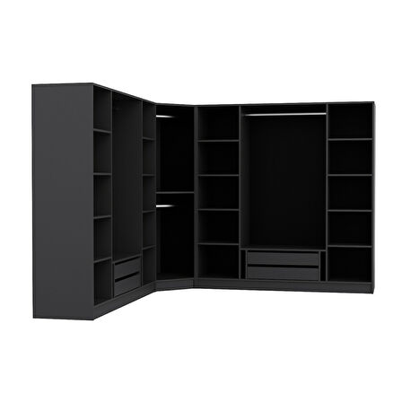 Minar Kale 9 Kapaklı 4 Ç Köşe Dolap + Yüklük Antrasit Dore 235CM