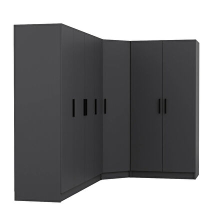 Minar Kale 7 Kapaklı 2 Ç Köşe Dolap Antrasit 210CM