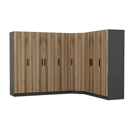 Minar Kale 8 Kapaklı 4 Ç Köşe Dolap Antrasit Dore 210CM