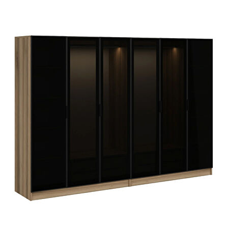 Kale 6 Füme Cam Kapaklı 4Ç Dolap Dore Füme Cam 210CM