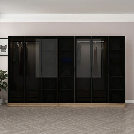 Kale 7 Füme Cam Kapaklı 4Ç Dolap Dore Füme Cam 210CM