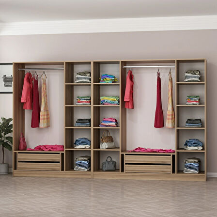 Minar Kale 7 Bölmeli 4 Ç Giyinme Dolabı Dore 210CM