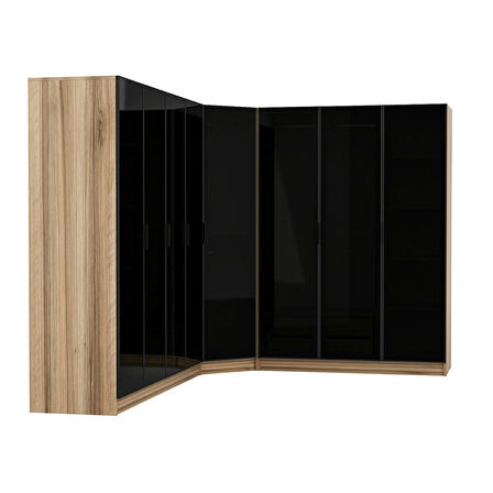 Kale 8 Füme Cam Kapaklı 4Ç Köşe Dolap Dore Füme Cam 210CM