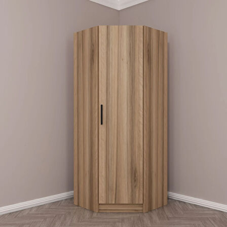 Kale Tek Kapaklı Köşe Zincir Dolap Dore Ceviz - 210CM