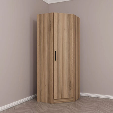 Kale Tek Kapaklı Köşe Zincir Dolap Dore Ceviz - 210CM