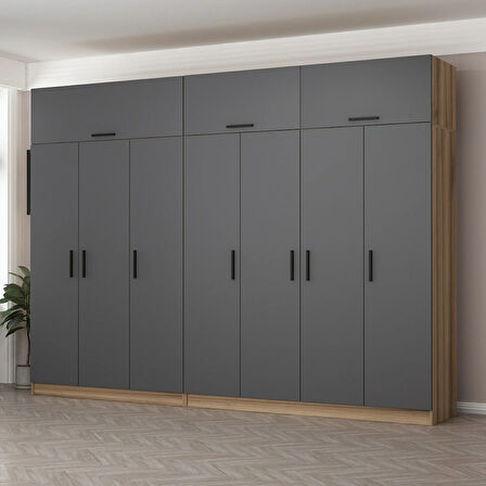 Minar Kale 7 Kapaklı 4 Ç Dolap Ve Yüklük Dore Antrasit 255CM