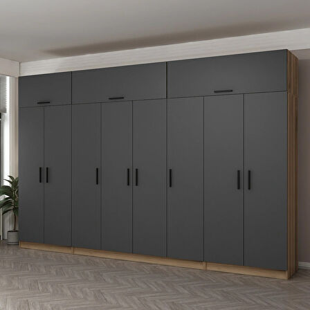 Minar Kale 8 Kapaklı 2 Ç Dolap Ve Yüklük Dore Antrasit 255CM