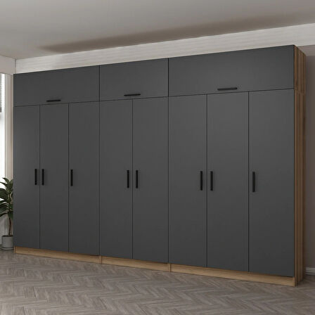 Minar Kale 8 Kapaklı 4 Ç Dolap Ve Yüklük Dore Antrasit 255CM