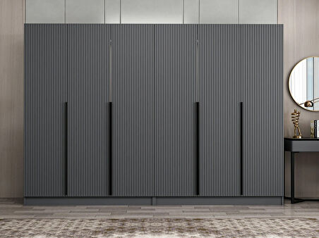 Kale Plus 6 Mebran Kapaklı 4Ç Dolap Antrasit Mebran 210CM