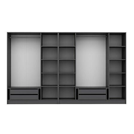 Kale Plus 7 Mebran Kapaklı 4Ç Dolap Antrasit Mebran 210CM