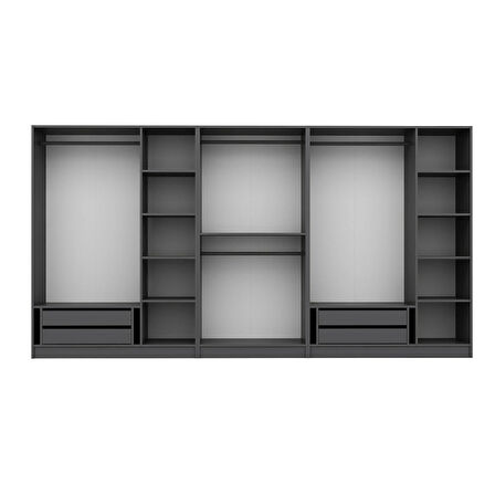 Kale Plus 8 Mebran Kapaklı 4Ç Dolap Antrasit Mebran 210CM