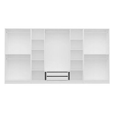 Kale Plus 8 Mebran Kapaklı 2Ç Dolap Beyaz Mebran Füme Cam 210CM