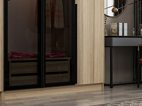 Kale Plus 5 Kapaklı 2Ç Dolap Dore Plus Dore Füme Cam 210CM