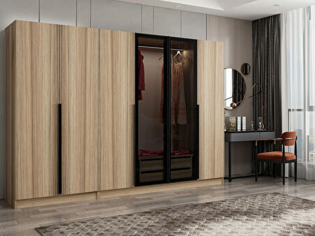 Kale Plus 6 Kapaklı 2Ç Dolap Dore Plus Dore Füme Cam 210CM