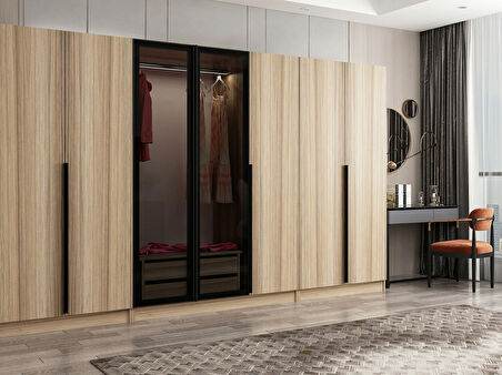 Kale Plus 7 Kapaklı 2Ç Dolap Dore Plus Dore Füme Cam 210CM