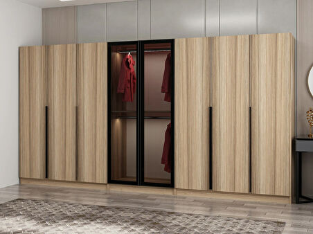 Kale Plus 8 Kapaklı 4Ç Dolap Dore Plus Dore Füme Cam 210CM