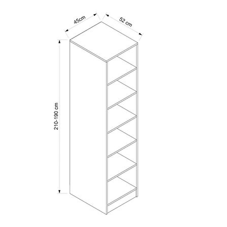 Kale 1'li Gövde Modül Raflı Beyaz 210