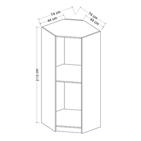 Kale 1 Kapaklı Köşe Dolap Plus Dore Ceviz
