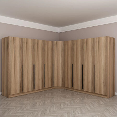 Kaleplus 9 Kapaklı 4 Çekmeceli Köşe Dolap Dore Dore Plus 210CM