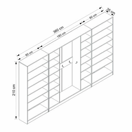 Minar Kale210 8 Kapaksız 6 Bölme Raf Portmanto Beyaz