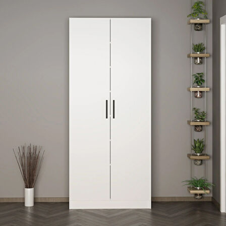 Minar Kale 210 Cm 2 Kapaklı 2B Raf Portmanto Beyaz