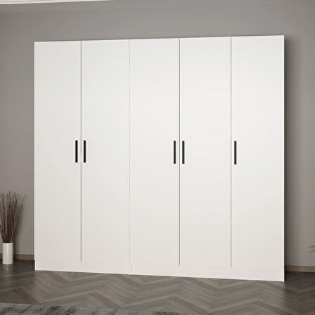 Minar Kale 210 Cm 5 Kapaklı 3B Raf Portmanto Beyaz