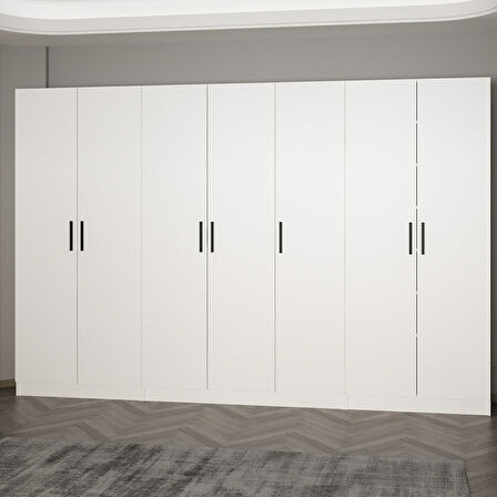 Minar Kale 210 Cm 7 Kapaklı 5B Raf Portmanto Beyaz