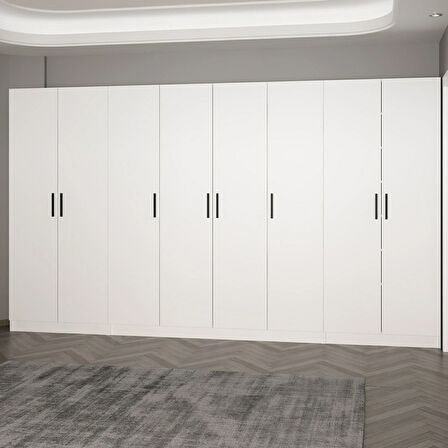 Minar Kale 210 Cm 8 Kapaklı 6B Raf Portmanto Beyaz